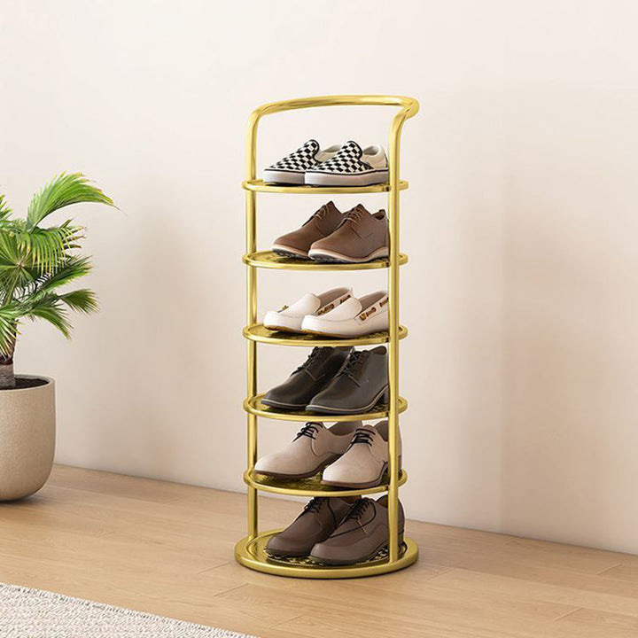 Modern Minimalist Round Iron Carbon Steel Shoe Storage 5/6/7/8-Tier For Entryways
