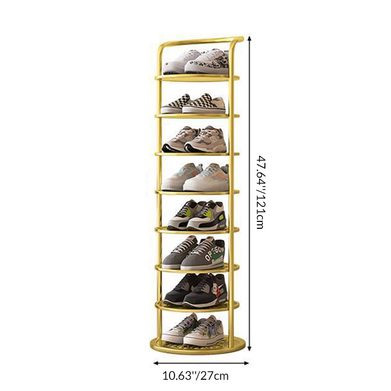 Modern Minimalist Round Iron Carbon Steel Shoe Storage 5/6/7/8-Tier For Entryways