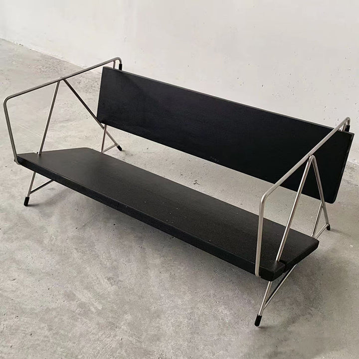 Modern Minimalist Rectangular Solid Wood Iron Bookshelves 4-Leg For Home Office