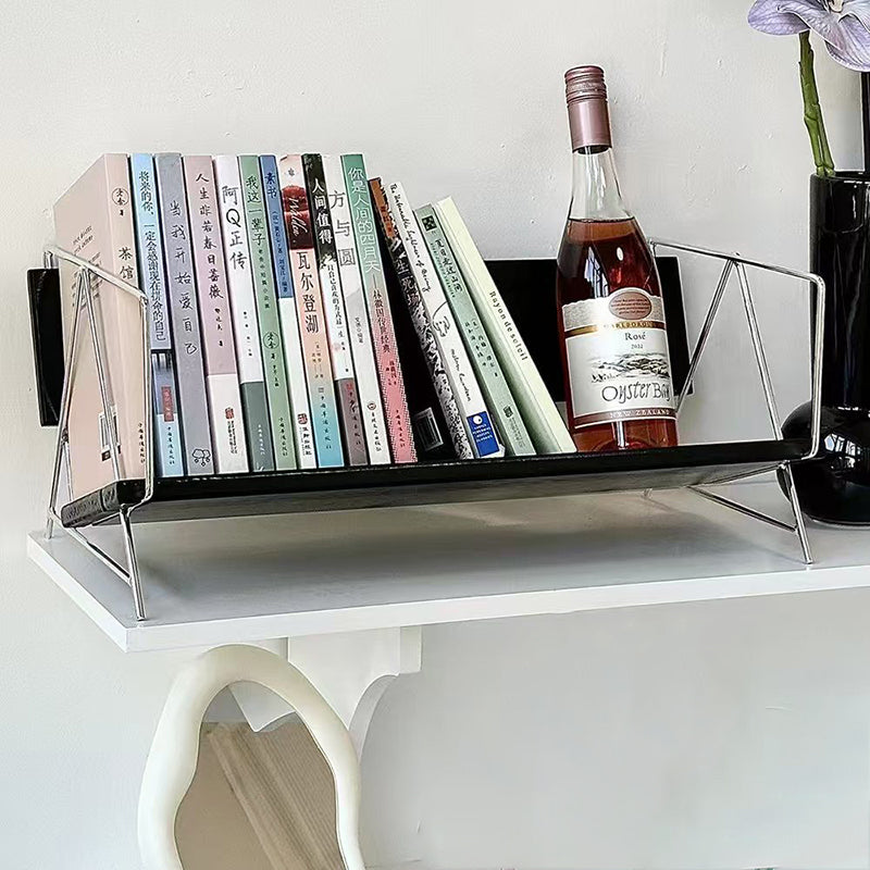 Modern Minimalist Rectangular Solid Wood Iron Bookshelves 4-Leg For Home Office