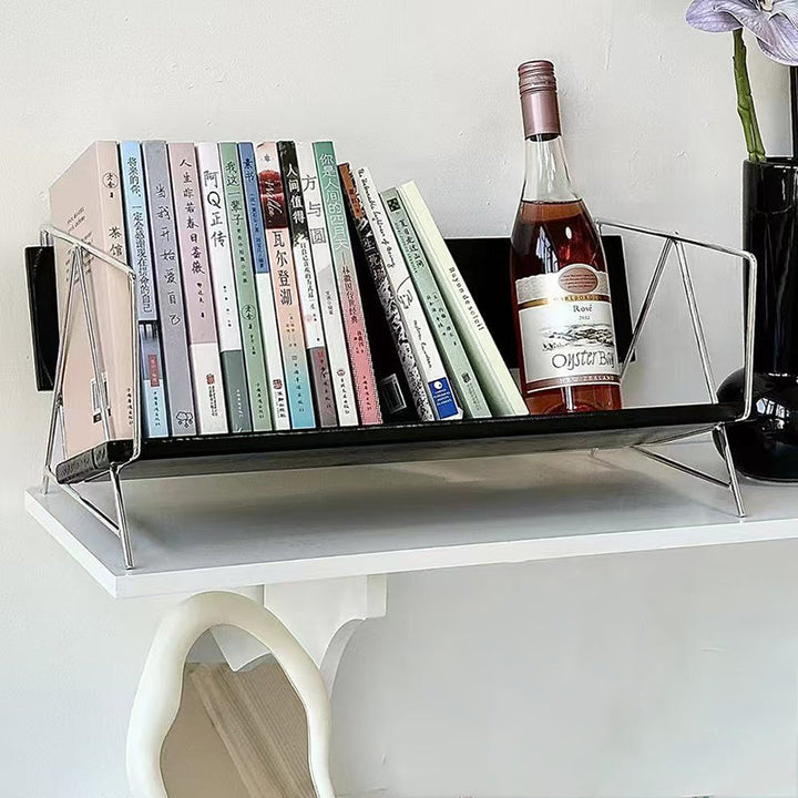 Modern Minimalist Rectangular Solid Wood Iron Bookshelves 4-Leg For Home Office