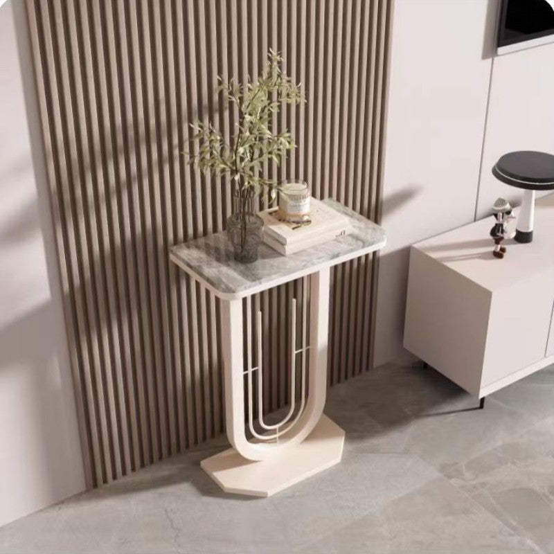 Modern Minimalist Rectangular Sintered Stone Carbon Steel Console Table 1-Tier For Entryways