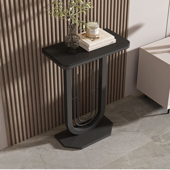 Modern Minimalist Rectangular Sintered Stone Carbon Steel Console Table 1-Tier For Entryways