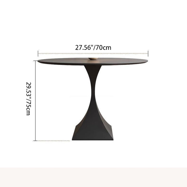 Modern Minimalist Round Ceramic Stone Slab Carbon Steel Dining Table for 2-8 Seats