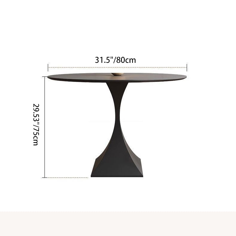 Modern Minimalist Round Ceramic Stone Slab Carbon Steel Dining Table for 2-8 Seats