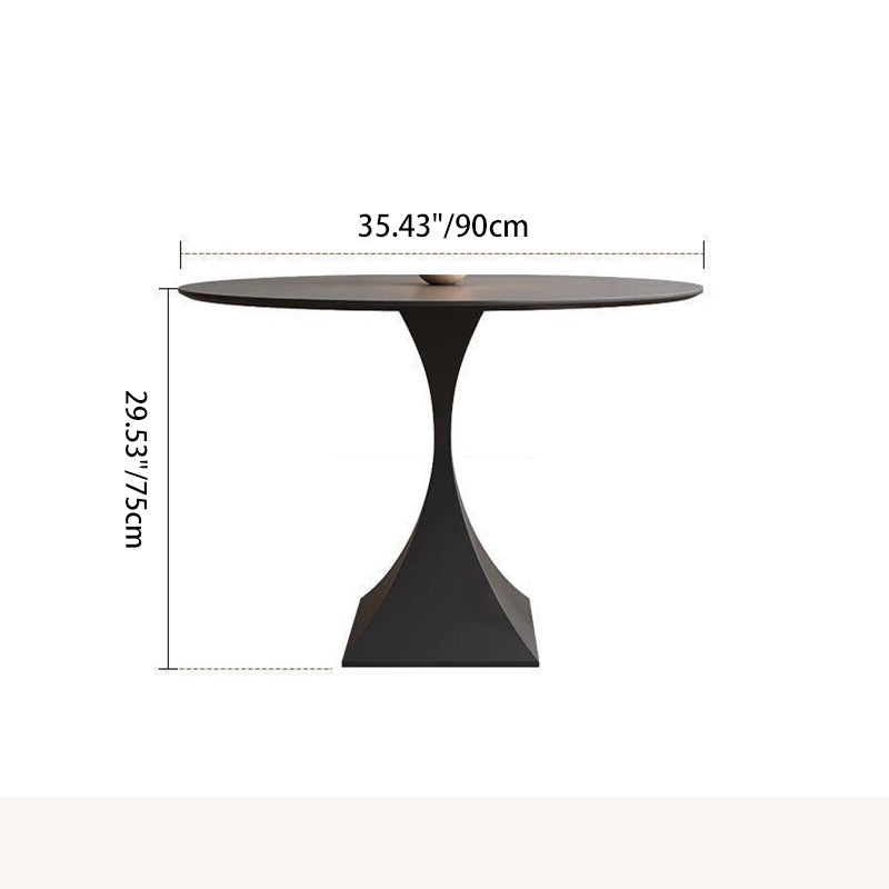 Modern Minimalist Round Ceramic Stone Slab Carbon Steel Dining Table for 2-8 Seats