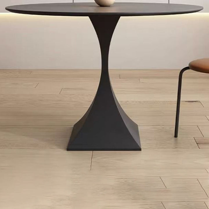 Modern Minimalist Round Ceramic Stone Slab Carbon Steel Dining Table for 2-8 Seats