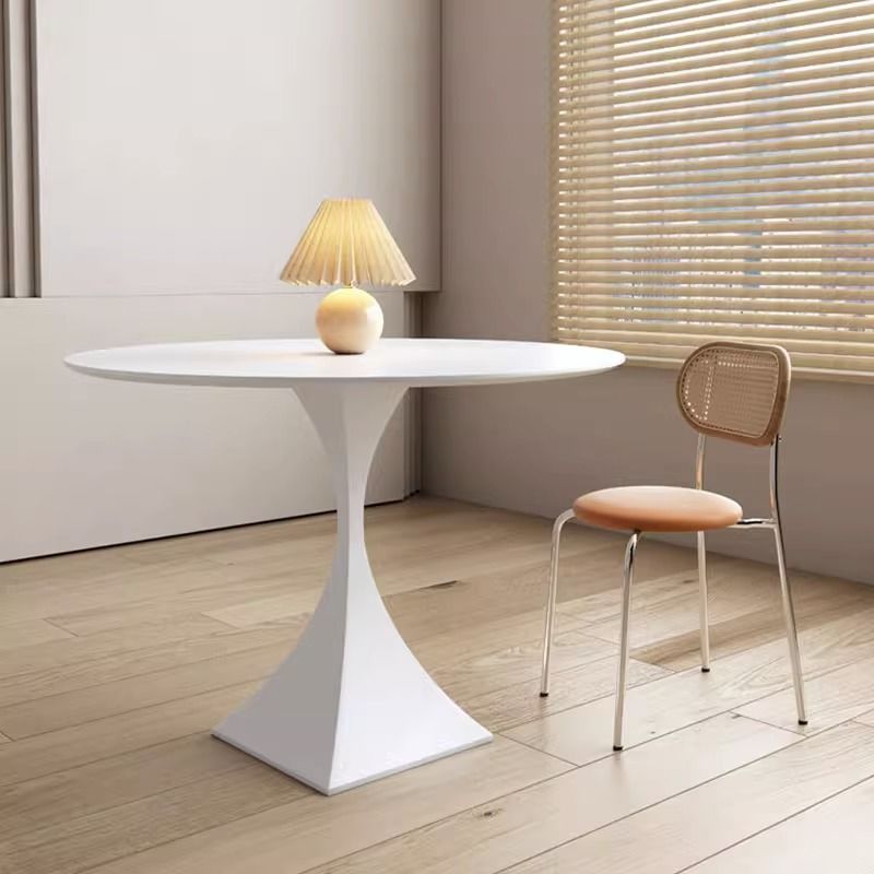 Modern Minimalist Round Ceramic Stone Slab Carbon Steel Dining Table for 2-8 Seats