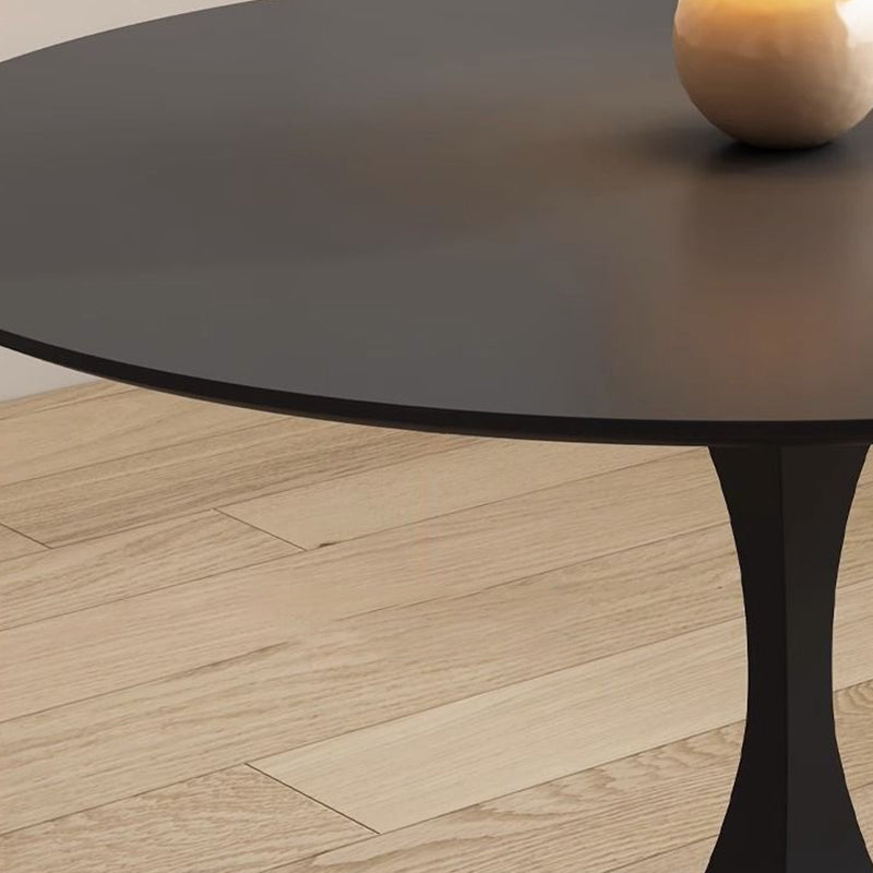 Modern Minimalist Round Ceramic Stone Slab Carbon Steel Dining Table for 2-8 Seats