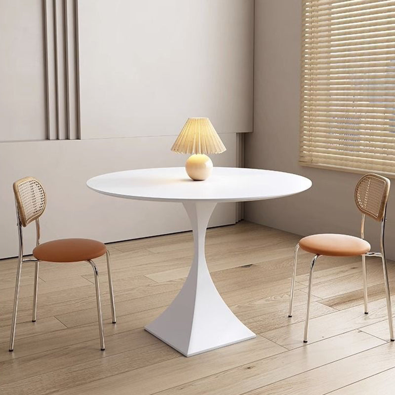 Modern Minimalist Round Ceramic Stone Slab Carbon Steel Dining Table for 2-8 Seats