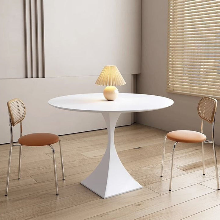 Modern Minimalist Round Ceramic Stone Slab Carbon Steel Dining Table for 2-8 Seats