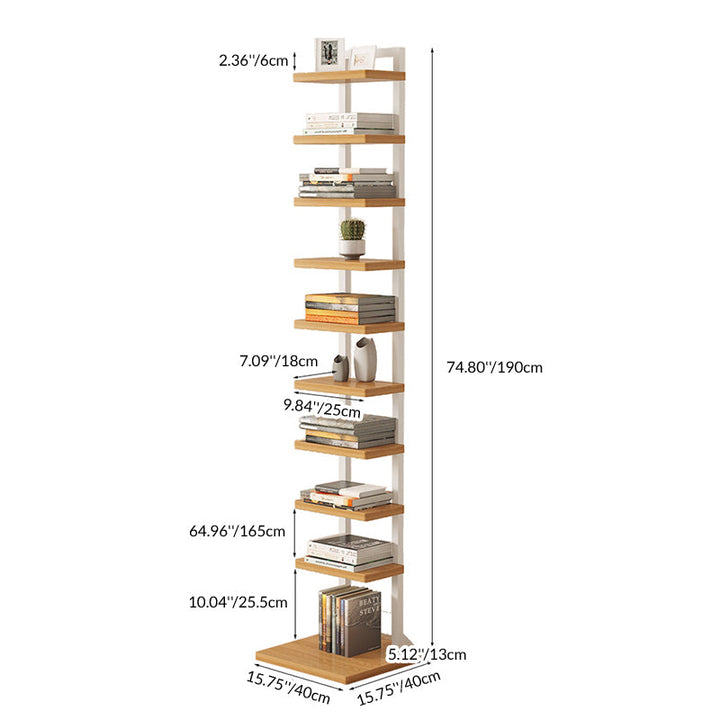 Modern Minimalist Square Rectangular Particle Board Steel Pipe Bookshelf 4/6/8/10-Tier For Living Room