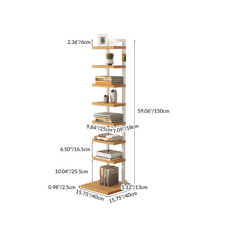 Modern Minimalist Square Rectangular Particle Board Steel Pipe Bookshelf 4/6/8/10-Tier For Living Room