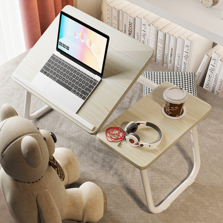 Contemporary Nordic Carbon Steel MDF Rectangular Desks Foldable Angle Adjustable 2-Tray Saucer For Study