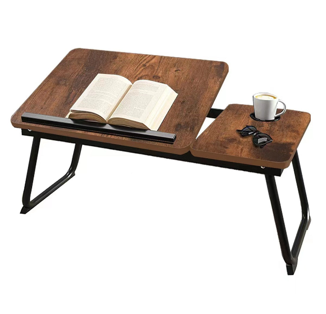 Contemporary Nordic Carbon Steel MDF Rectangular Desks Foldable Angle Adjustable 2-Tray Saucer For Study