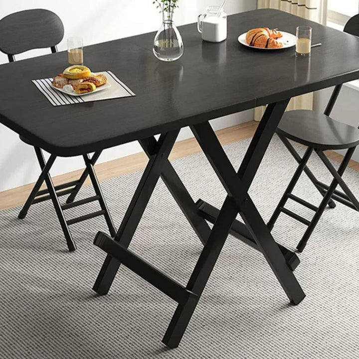 Modern Minimalist Square Rectangular MDF Steel Foldable Dining Table For 1/2/4/6/8 Seats