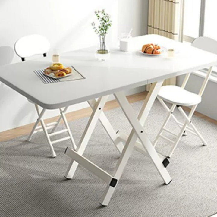 Modern Minimalist Square Rectangular MDF Steel Foldable Dining Table For 1/2/4/6/8 Seats