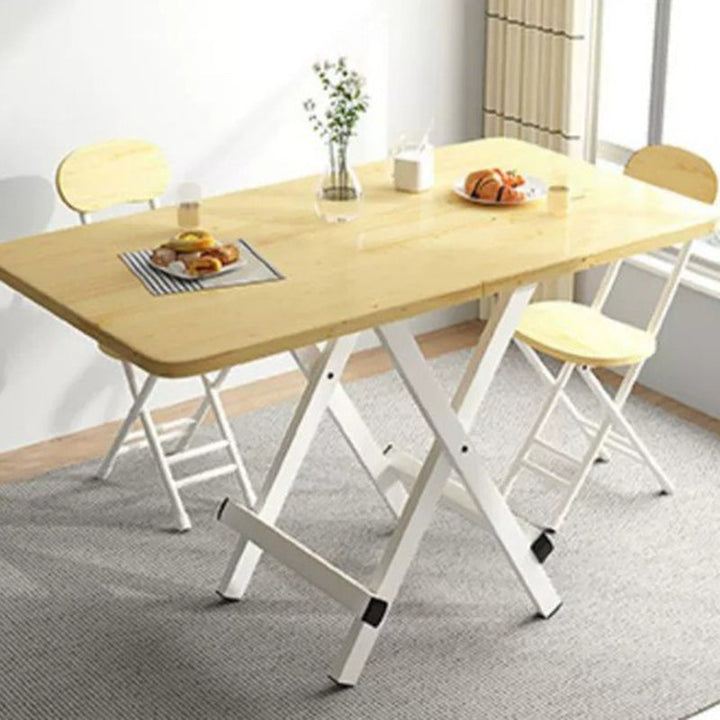 Modern Minimalist Square Rectangular MDF Steel Foldable Dining Table For 1/2/4/6/8 Seats