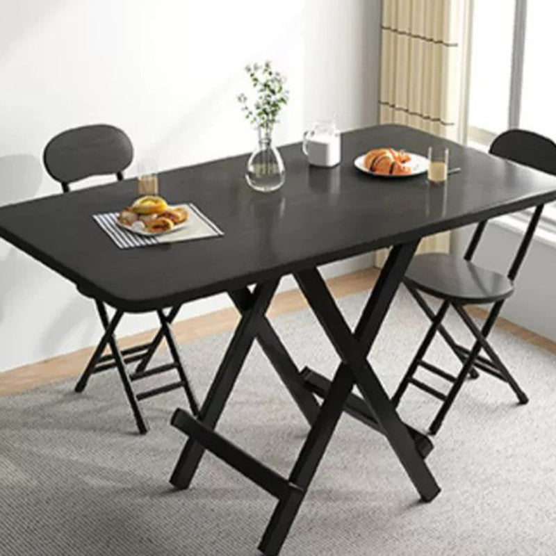 Modern Minimalist Square Rectangular MDF Steel Foldable Dining Table For 1/2/4/6/8 Seats