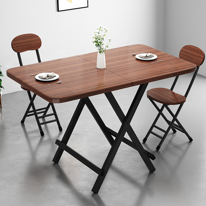 Modern Minimalist Square Rectangular MDF Steel Foldable Dining Table For 1/2/4/6/8 Seats