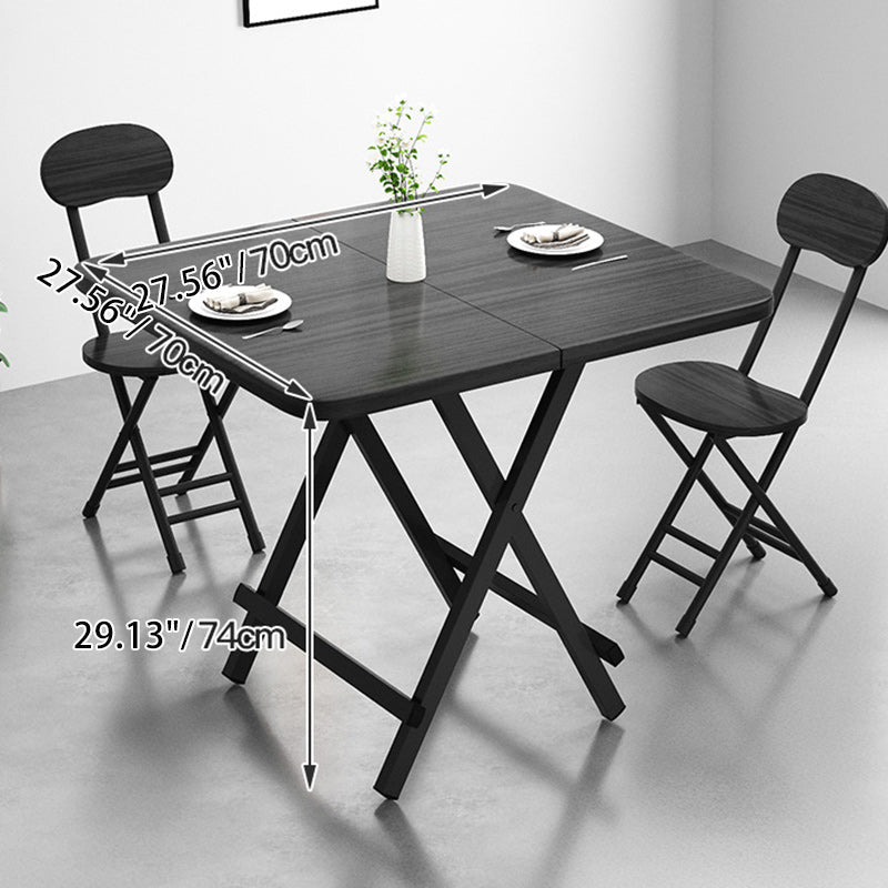 Modern Minimalist Square Rectangular MDF Steel Foldable Dining Table For 1/2/4/6/8 Seats