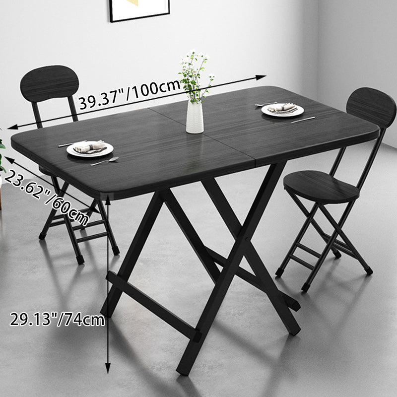 Modern Minimalist Square Rectangular MDF Steel Foldable Dining Table For 1/2/4/6/8 Seats