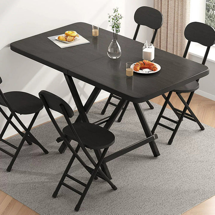 Modern Minimalist Square Rectangular MDF Steel Foldable Dining Table For 1/2/4/6/8 Seats