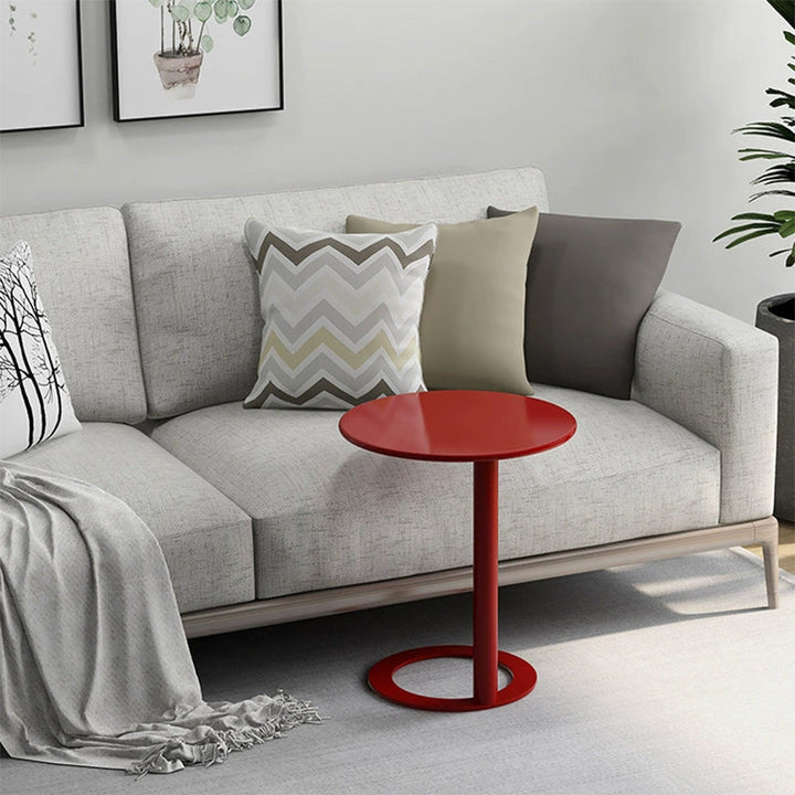 Contemporary Scandinavian Iron Round O-Shaped End Table 2-Tier For Living Room