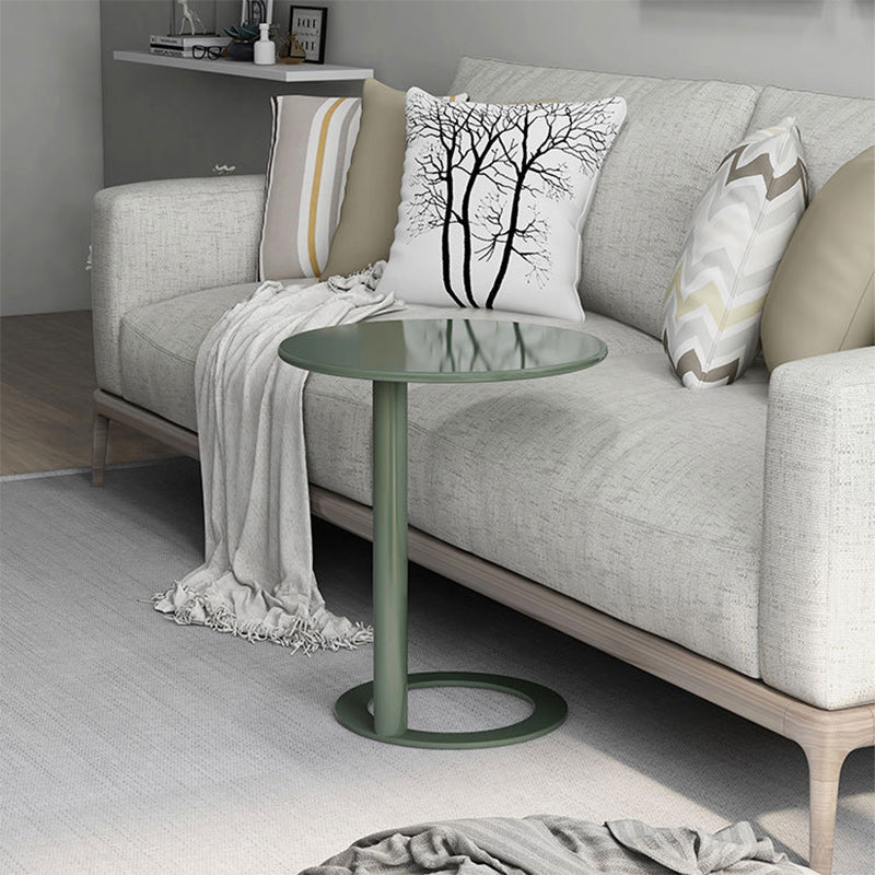 Contemporary Scandinavian Iron Round O-Shaped End Table 2-Tier For Living Room
