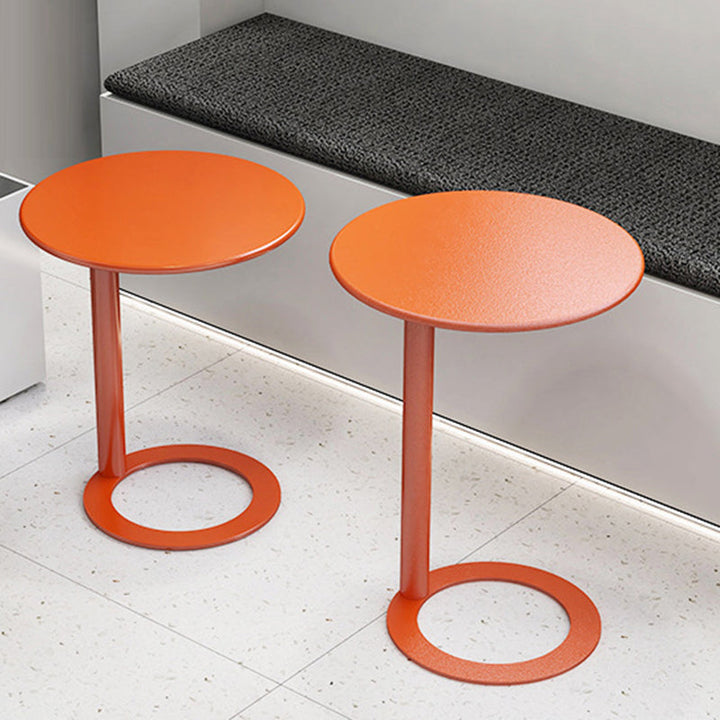Contemporary Scandinavian Iron Round O-Shaped End Table 2-Tier For Living Room