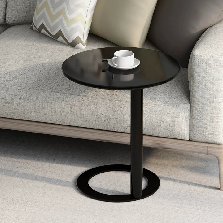 Contemporary Scandinavian Iron Round O-Shaped End Table 2-Tier For Living Room