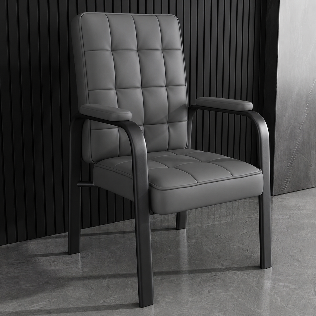 Modern Luxury Rectangular Square Steel PU Leather Accent Chair Backrest Armrest For Living Room