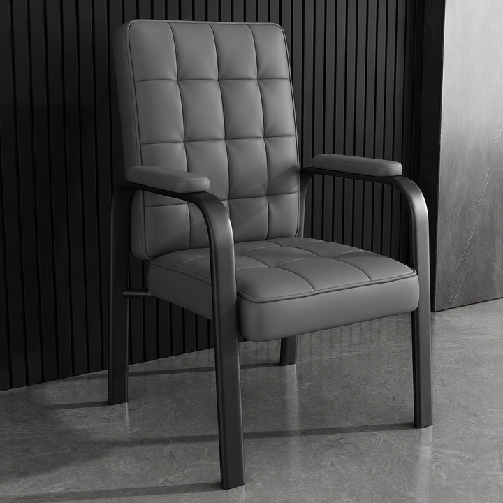 Modern Luxury Rectangular Square Steel PU Leather Accent Chair Backrest Armrest For Living Room