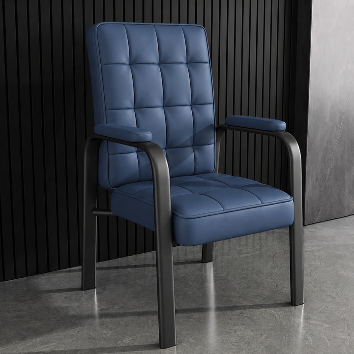 Modern Luxury Rectangular Square Steel PU Leather Accent Chair Backrest Armrest For Living Room