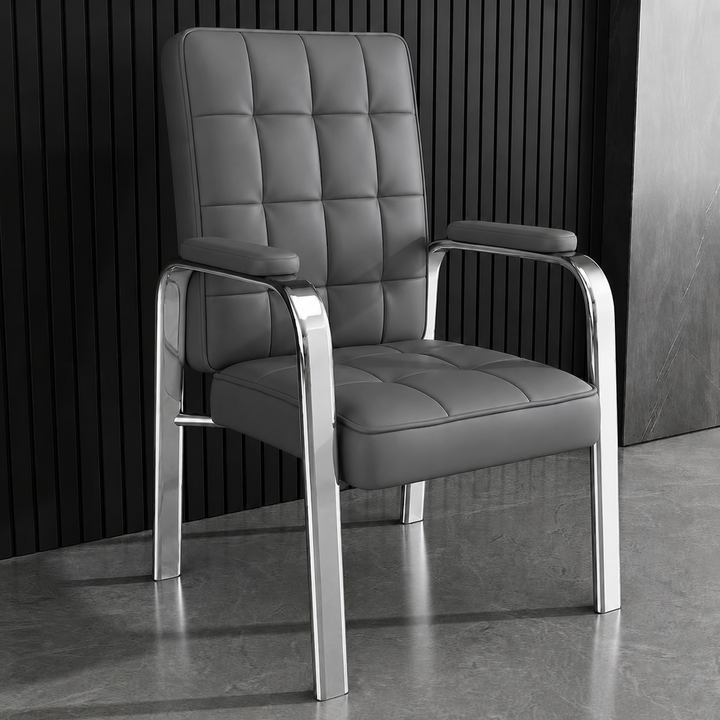 Modern Luxury Rectangular Square Steel PU Leather Accent Chair Backrest Armrest For Living Room