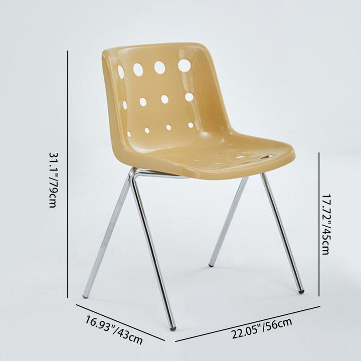 Contemporary Creative Macarons Hole PP Iron Dining Chair Backrest Armless For Dining Room