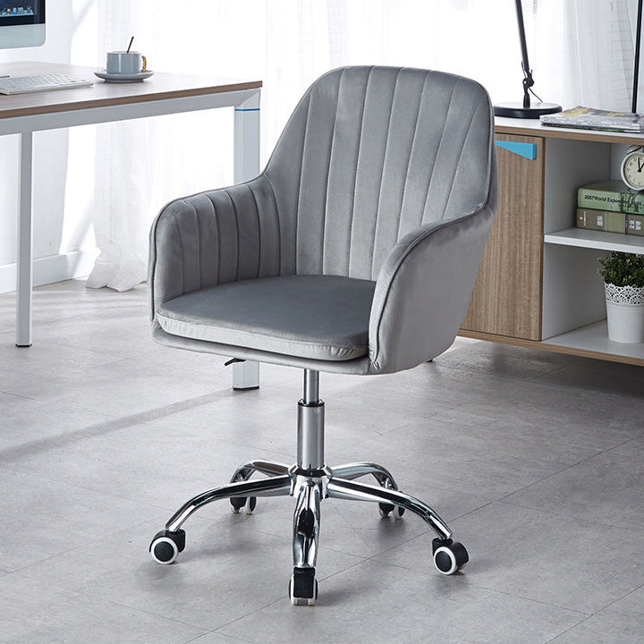 Modern Minimalist Velvet &amp; Metal Square Desk Chair With Swivel &amp; Height Adjustment For Home Office