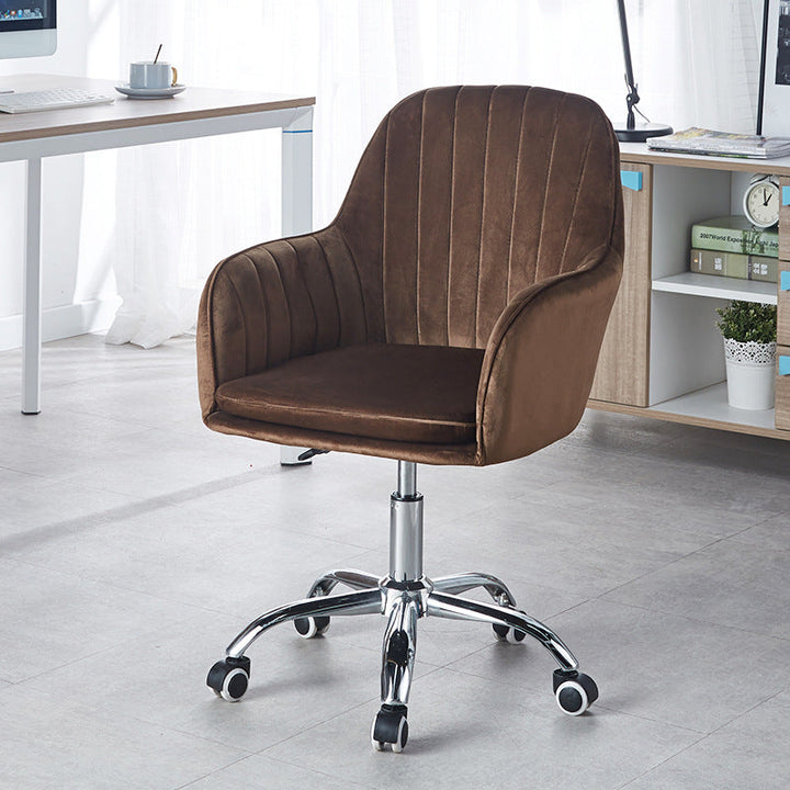 Modern Minimalist Velvet &amp; Metal Square Desk Chair With Swivel &amp; Height Adjustment For Home Office