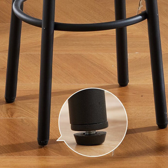 Modern Minimalist Wood Iron Round Bar Stool With Footrest For Living Room &amp; Dining Room