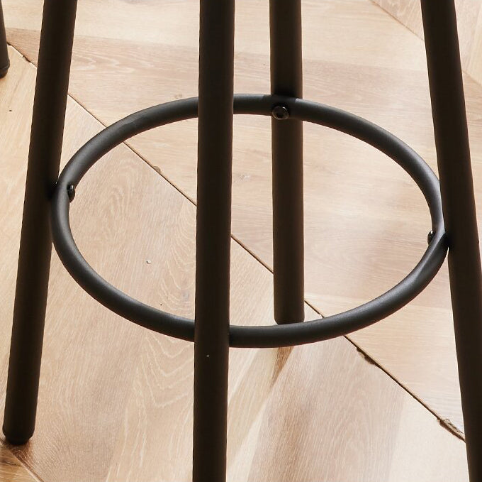 Modern Minimalist Wood Iron Round Bar Stool With Footrest For Living Room &amp; Dining Room