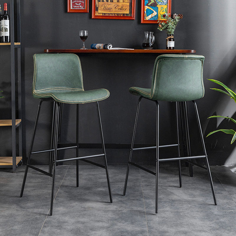 Contemporary Scandinavian PU Leather Solid Wood Curved Square Bar Stool With Backrest For Dining Room