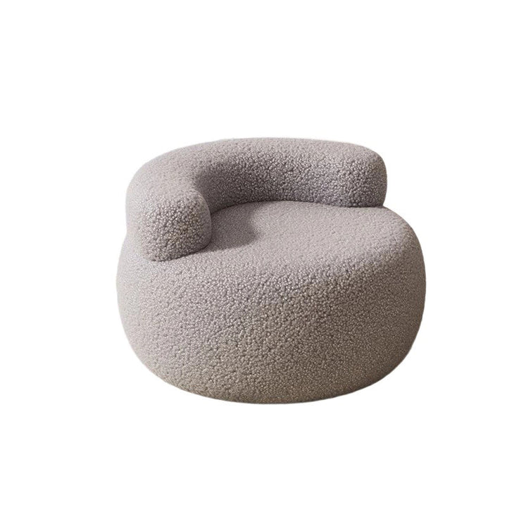 Modern Minimalist Sherpa Fabric Solid Wood Round Curved Low Stool With Backrest For Living Room