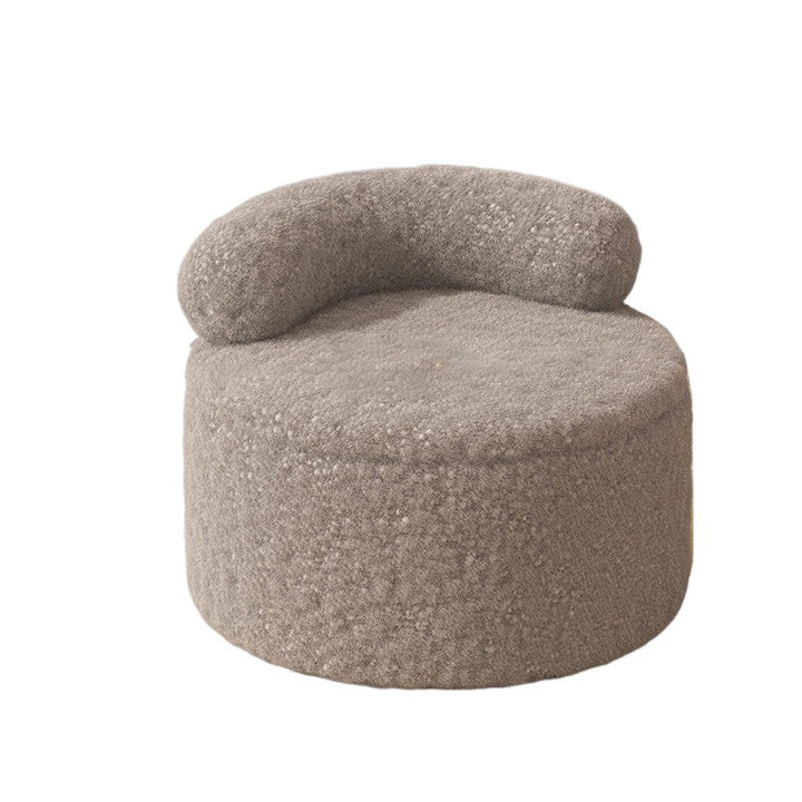 Modern Minimalist Sherpa Fabric Solid Wood Round Curved Low Stool With Backrest For Living Room