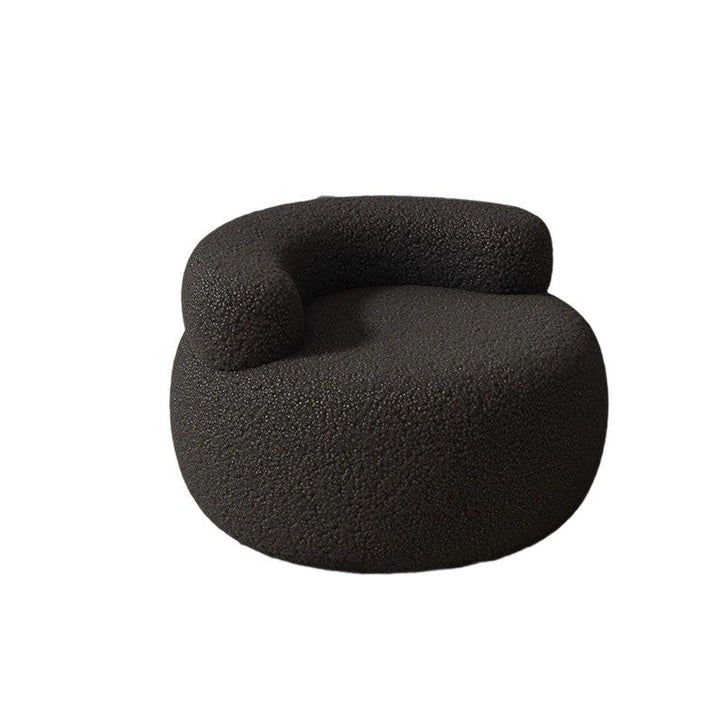 Modern Minimalist Sherpa Fabric Solid Wood Round Curved Low Stool With Backrest For Living Room