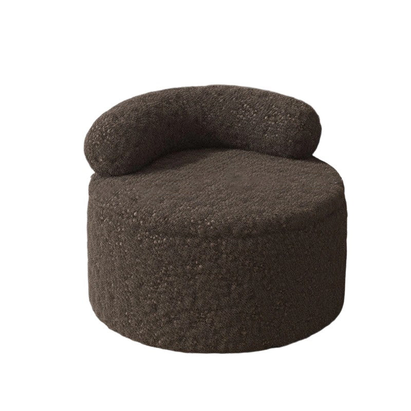 Modern Minimalist Sherpa Fabric Solid Wood Round Curved Low Stool With Backrest For Living Room