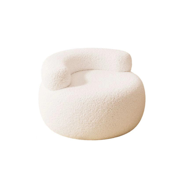 Modern Minimalist Sherpa Fabric Solid Wood Round Curved Low Stool With Backrest For Living Room