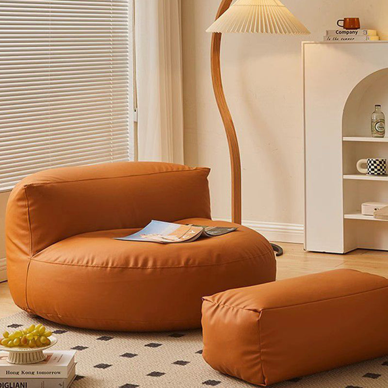 Contemporary Scandinavian Microfiber Leather EPS Round Curved Accent Chair With Backrest For Living Room