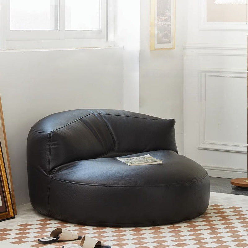 Contemporary Scandinavian Microfiber Leather EPS Round Curved Accent Chair With Backrest For Living Room