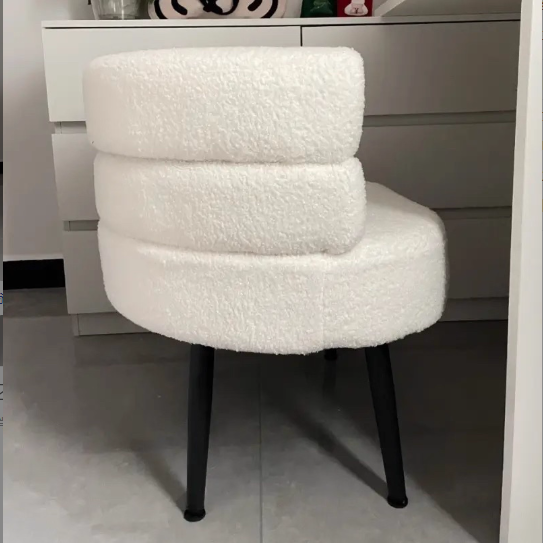 Contemporary Creative Sherpa Fabric Metal Semi-Enclosed Cylindrical Lounge Chair With Backrest &amp; Armrests For Bedroom