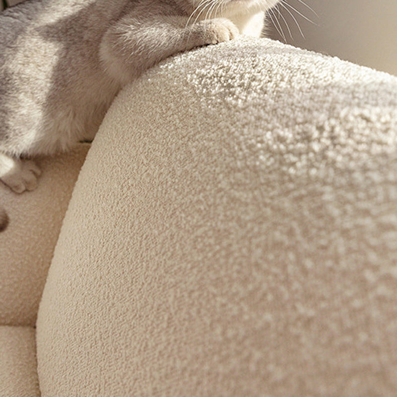 Contemporary Creative Sherpa Fabric Metal Semi-Enclosed Cylindrical Lounge Chair With Backrest &amp; Armrests For Bedroom